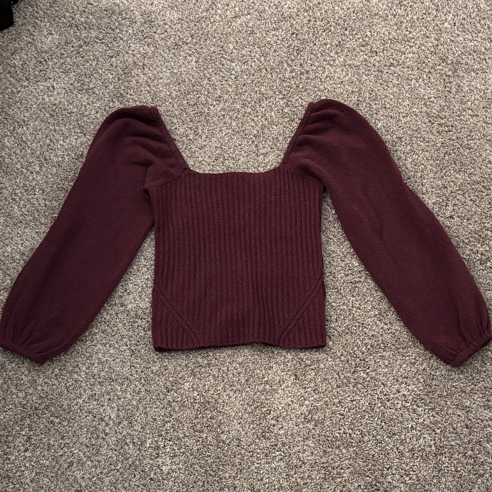 Halogen Deep Burgundy Knit Wool Blend Sweater
